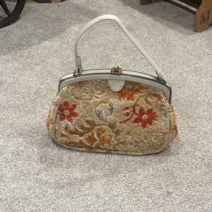 Vintage Floral Clutch with Silver Accents